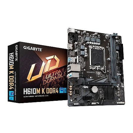 Placa Mãe 1700 12ª, 13ª, 14ª Geração Gigabyte H610M K V2, Ddr4 64Gb, Hdmi, Usb 3.2, M2/Nvme, Preta
