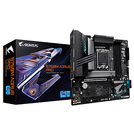 Placa Mãe 1700 12ª, 13ª, 14ª Geração Gigabyte B760M Aorus Pro, Ddr5 192Gb, Dp, Hdmi, Usb, M2/Nvme, Preta
