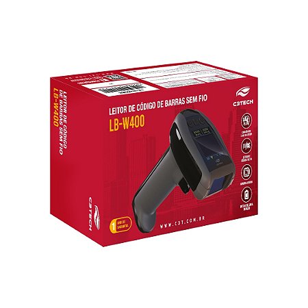 Leitor De Código De Barras C3Tech Lb-400Bk, 1D/2D, Wifi + Bluetooth, Preto