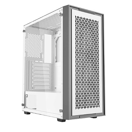 Gabinete Gamer Bluecase Bg-050 X-Frame, Sem Fonte, 3 Fans, Argb, Branco e Cinza, Lateral De Vidro
