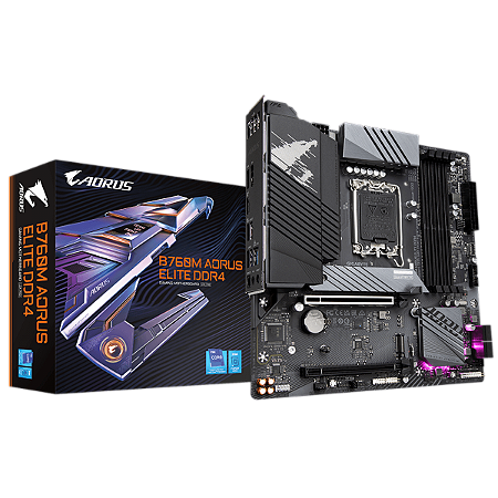 Placa Mãe 1700 12ª, 13ª, 14ª Geração Gigabyte B760M Aorus Elite, Ddr4 128Gb, Dp, Hdmi, Usb 3.2, M2/Nvme, Preta