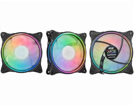 Kit Fan Cooler Argb, Kmex Aasa, 3 Fans 120 Mm + Cont Remoto, Aasak136Cbbcb0X, Preto