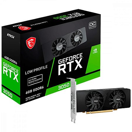 Placa De Vídeo Geforce Ddr6 06Gb/096 Bits Rtx 3050 Msi, 2 Fans, Dp, Hdmi, 912-V812-023, Low Profile