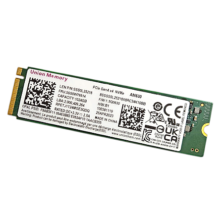 Ssd Nvme 1 Tb Union Memory Rpetj1T24Mge2Qdq, 4.0, Lê: 3.200 Mb/S, Grava: 2.400 Mb/S, Oem