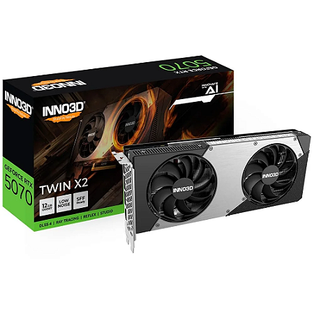 Placa De Vídeo Geforce Ddr7 12Gb/192 Bits Rtx 5070 Inno3D, 2 Fans, Dp, Hdmi, N50702-12D7-195064N, Preta