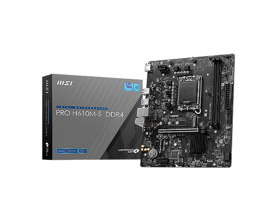 Placa Mãe 1700 12ª, 13ª, 14ª Geração Msi H610M-S, Ddr4 64Gb, Nvme, Hdmi, Preta