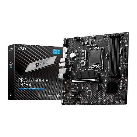 Placa Mãe 1700 12ª, 13ª, 14ª Geração Msi Pro B760M-P, Ddr4 128Gb, Dp, Hdmi, Vga, Usb 3.2, M2/Nvme, Preta