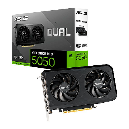 Placa De Vídeo Geforce Ddr6 08Gb/128 Bits Rtx 5050 Asus, 2 Fans, Dp, Hdmi, Dual-Rtx5050-O8G, Preta