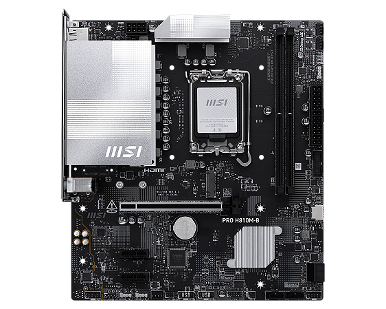 Placa Mãe 1851 15ª Geração Msi Pro H810M-B, Ddr5 128Gb, Dp, Hdmi, Usb 3.2, M2/Nvme, Preta