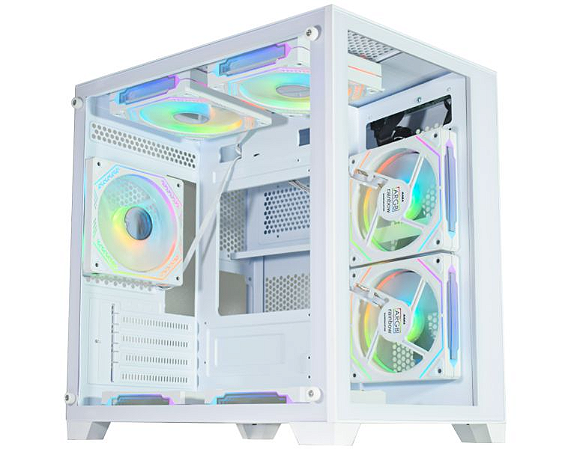 Gabinete Gamer Aquário Kmex Cg-W415 Micro White IV, Sem Fonte, Sem Fan, Lateral De Vidro, Branco