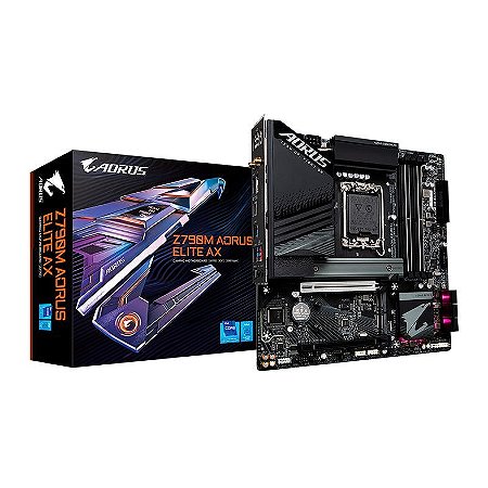 Placa Mãe 1700 12ª, 13ª, 14ª Geração Gigabyte Z790M Aorus Elite Ax, Ddr5 192Gb, Wifi, Dp, Hdmi, M2/Nvme, Preta