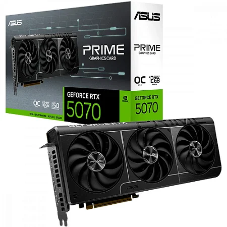 Placa De Vídeo Geforce Ddr7 12Gb/192Bits Rtx 5070 Asus, 3 Fans, Dp, Hdmi, Prime-Rtx5070-O12G, Preta