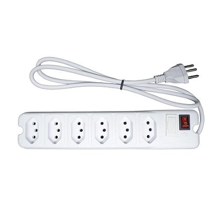 Filtro De Linha Ntc 6 Tomadas, 10A, Cabo 0,8 Metro, Branco
