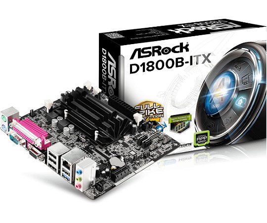 Placa Mãe Integrada Asrock D1800B-Itx, Intel Dual Core J1800, Ddr3 16Gb, Hdmi, Vga, Mini-Itx