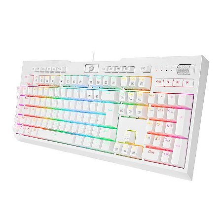 Teclado Gamer Usb Mecânico Redragon Brahma Pro, Branco, Switch Brown, Rgb, Abnt2, K586W-Rgb-Pro-Pt-Brown