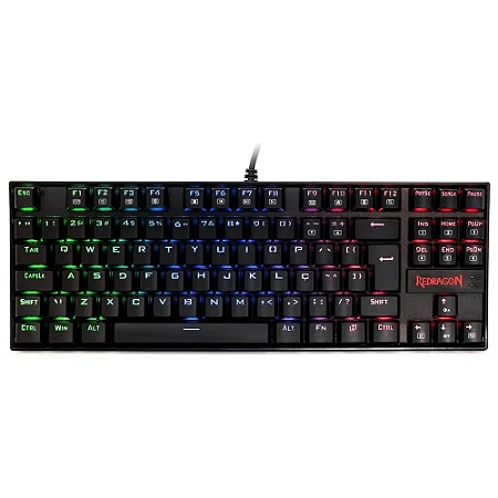 Teclado Gamer Usb Mecânico Redragon Kumara, Preto, Switch Red, Rgb, Abnt2, K552-Rgb-1