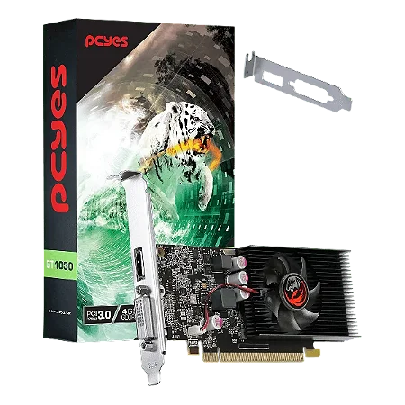 Placa De Vídeo Geforce Ddr4 04Gb/064 Bits Gt 1030 Pcyes, 1 Fan, Hdmi, Dvi, Low Profile, Pagt10304Gbg4Lp, Preta,