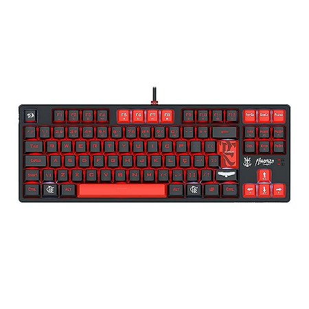 Teclado Gamer Usb Mecânico Redragon Flamengo Nation, Preto, Switch Brown, Vermelho e Branco, Abnt2, Fl576