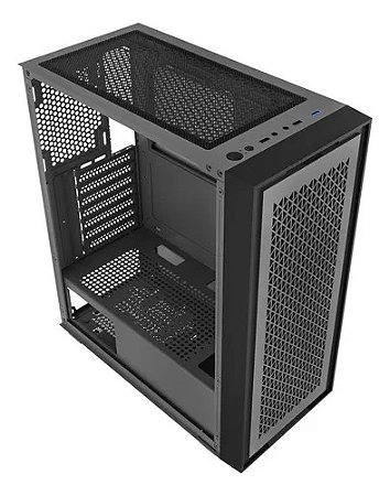 OPENBOX - Gabinete Gamer Bluecase Bg-050 X-Frame, Sem Fonte, Sem Fan, Argb, Lateral De Vidro, Cinza e Preto