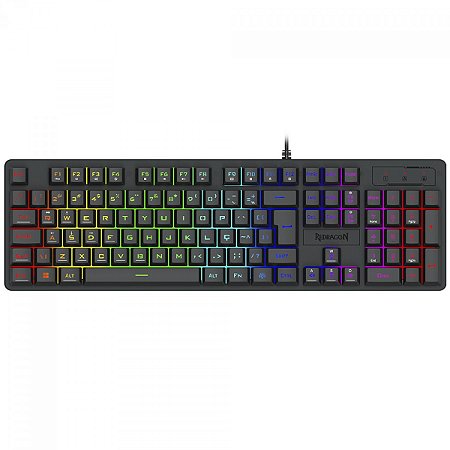 Teclado Gamer Usb Membrana Redragon Netherbane K521-R, Rgb, Abnt2, Preto