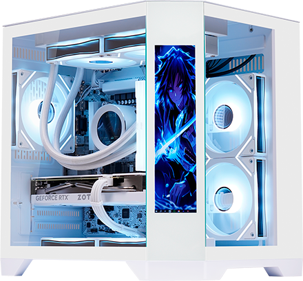 Gabinete Gamer Aquário Kmex Cg-W2Kv Ângulo, Sem Fonte, Sem Fan, Lateral De Vidro, Com Monitor Dynamic, Branco