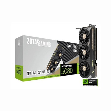 Placa De Vídeo Geforce Ddr7 16Gb/256 Bits Rtx 5080 Zotac Gaming, 3 Fans, Dp, Hdmi, Zt-B50800J2-10P, Preta