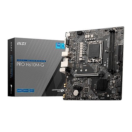 Placa Mãe 1700 12ª, 13ª, 14ª Geração Msi Pro H610M-G, Ddr5 096Gb, Dp, Hdmi, Vga, Usb 3.2, M2/Nvme, Preta