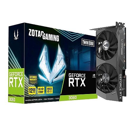 OPENBOX - Placa De Vídeo Geforce Ddr6 12Gb/192 Bits Rtx 3060 Zotac, 2 Fans, Dp, Hdmi, Zt-A30600E-10M, Preta