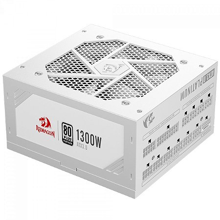 Fonte Atx 1300 W Redragon Gc-Ps018W V2, 80 Plus Platinum, Totalmente Modular, Pfc Ativo, Sem Cabo, Branca