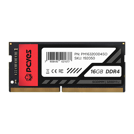 Memória Notebook Ddr4 16Gb/3200 Mhz Pcyes, Cl 19, 1.2V, Pm163200D4So, Preta