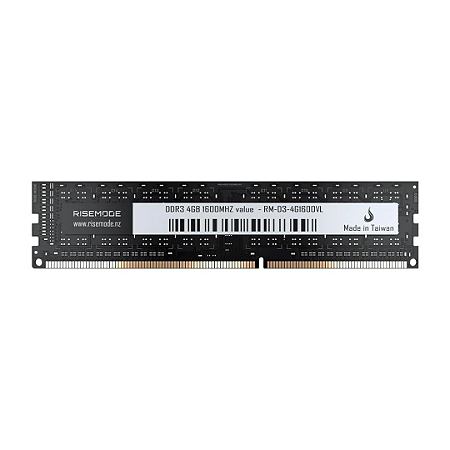 Memória Desktop Ddr3 04Gb/1600 Mhz Rise Mode, Cl11, 1.35V, Rm-D3-4G1600Vl, Preta