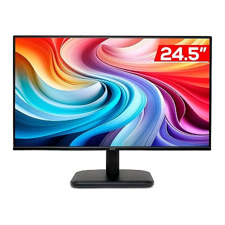Monitor Gamer Led 24.5", 120Hz, 1Ms, Acer Ek251Q Gbi, Ips, Full Hd, Hdmi, Vga, Vesa, Preto