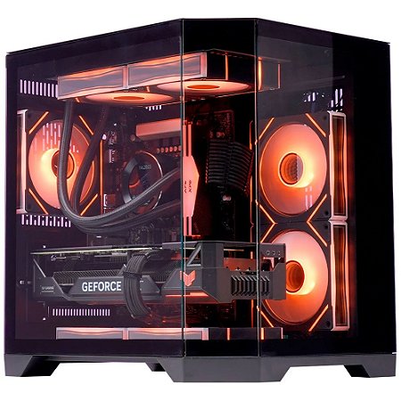 OPENBOX - Gabinete Gamer Aquário Kmex Cg-01Kv Angulo, Sem Fonte, Sem Fan, Lateral De Vidro, Preto