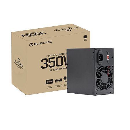 Fonte Atx 0350 W Bluecase Blu350-Cmps3Bx, Bivolt, Com Cabo, Com Caixa, Preto, Bcspfc