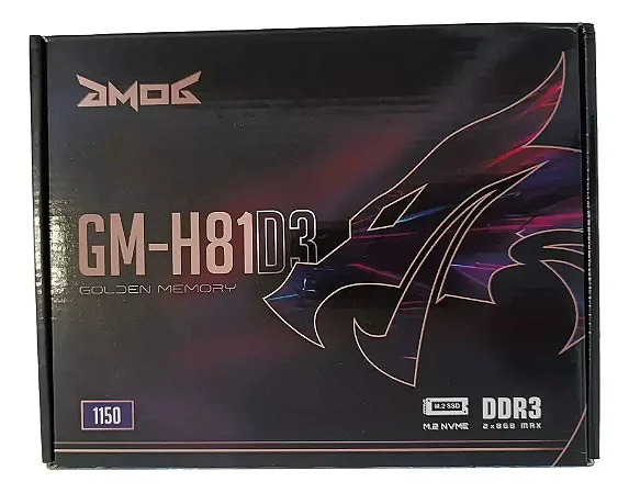 Placa Mãe 1150 4ª, 5ª Geração Gmog H81 Gm-H81D3, Ddr3 16Gb, M2/Nvme, Hdmi, Vga, 1000 Mb/S, Vermelha e Preta