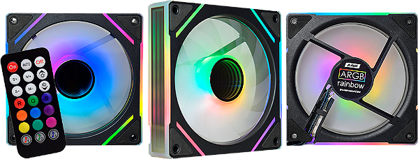 Kit Fan Cooler Argb, Kmex Aava, 3 Fans 120 Mm + Cont Remoto, Aavak136Ateabox, Preto