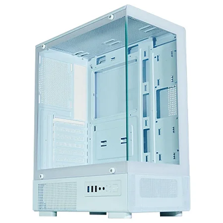 Gabinete Gamer Aquário Kmex Cg-W200, Sem Fonte, Sem fan, Lateral De Vidro, Branco