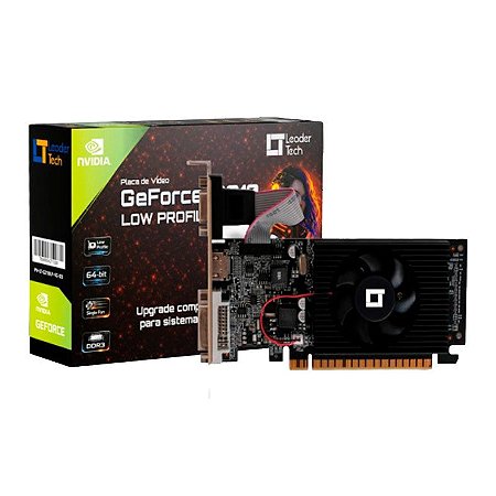 Placa De Vídeo Geforce Ddr3 01Gb/064 Bits G210 Leader Tech, 1 Fan, Hdmi, Dvi, Vga, Pv-Lt-G210Lp-1G-D3, Preta