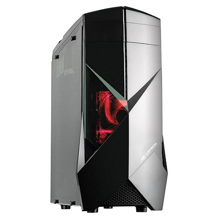 Gabinete Gamer C3Tech Mt-G300Bk, Sem Fonte, 1/Fan Vermelho, Lateral Acrílico, Preto