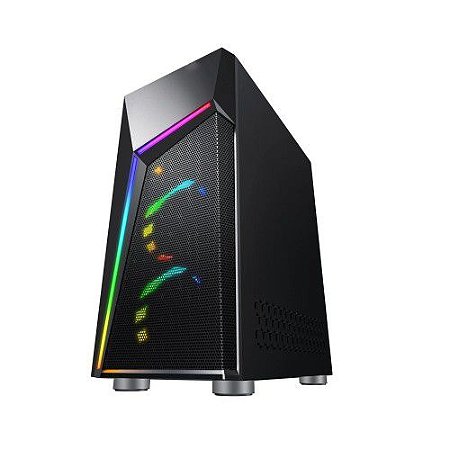 Gabinete Gamer Bluecase Bg-020B, Preto, Sem Fonte, Sem Fan, Led Rgb, Usb 30