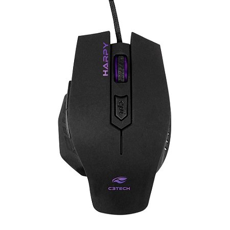 Mouse Gamer C3Tech Harpy Mg-100Bk, Preto, Ergonômico, 6 Botões, Óptico, 3200 Dpi, Led, Usb