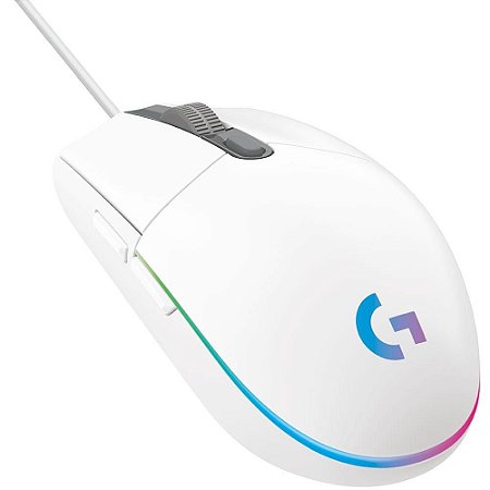 Mouse Gamer Logitech G203 Lightsync Rgb, 6 Botões, 8000 Dpi, Branco, 910-005794