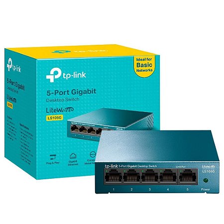Switch 05 Portas Tp-Link Litewave Ls105G, Gigabit 10/100/1000 Mbps, Case Metal