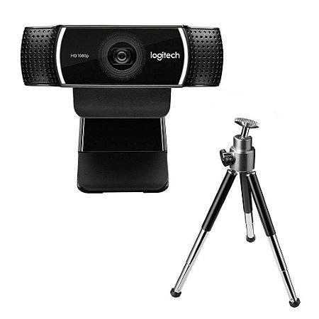 Webcam Logitech C922 Pro, Full Hd, 1080P, 15 Mega, Com Tripé, Preta, 960-001087