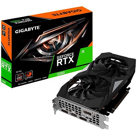 Placa De Vídeo Ddr6 6Gb/192 Bits Gigabyte Gf Rtx 2060 Gv-N2060Oc-6Gd, Hdmi, 3X Displayport