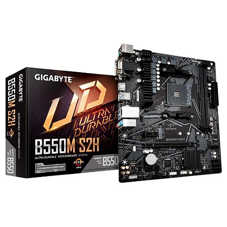 Placa Mãe Am4 Gigabyte B550M S2H, Ddr4 64Gb, M2/Nvme, Hdmi, Dvi, Dsub