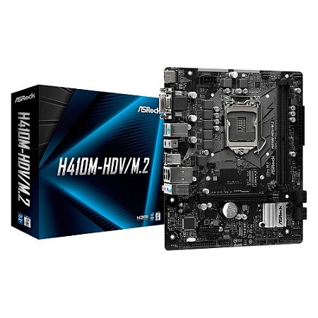 Placa Mãe 1200 10ª Geração Asrock H410M-Hdv/M.2, Ddr4 64Gb, Usb 3.2, Hdmi, Dsub, Dvi