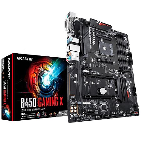 Placa Mãe Am4 Gigabyte B450 Gaming X, Ddr4 64Gb, Amd, Atx, Hdmi, Dvi