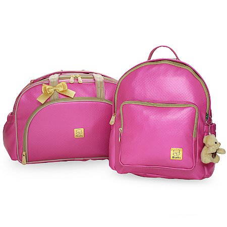 Kit Maternidade Prática Bolsa Grande e Mochila - Pink