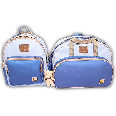 Kit Yasmim Candy Bolsa Grande + Mochila + Trocador - Azul
